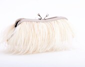 Monogrammed Ivory Ostrich Feather with curved frame