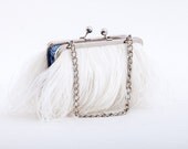 Ostrich Feather Clutch - White