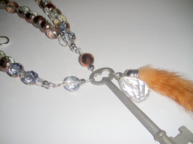 Charming with Furs and Gems         (Quartz and Mink Tail Necklace)
