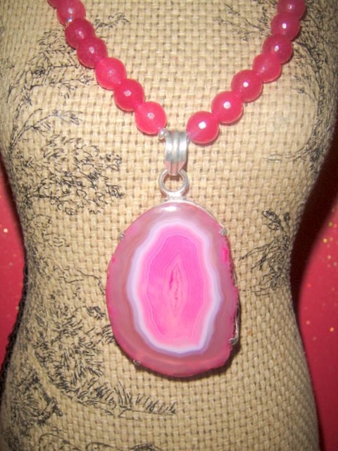 Magenta                  (Jade and Agate Necklace)