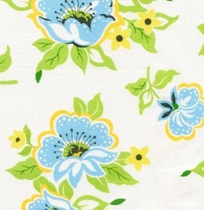 Heather Bailey Fabric, Church Flowers in Blue, Nicey Jane Collection, 1 Yard