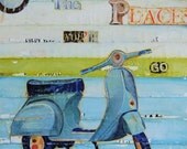 Dr. Seuss Inspired Scooter Vespa - "O the Places You'll Go"- Fine Art Print 8x10