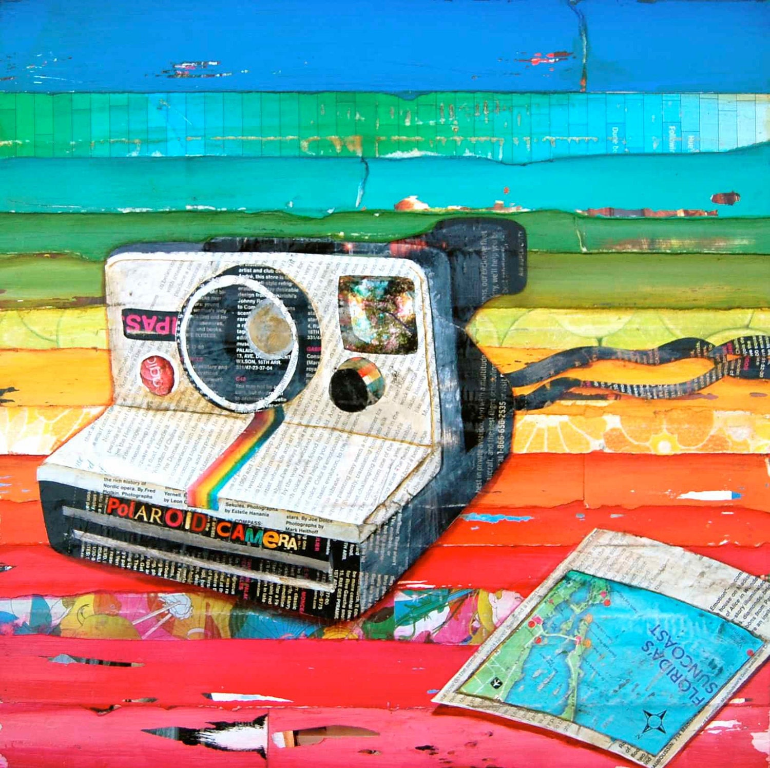Vintage Retro Polaroid Camera and Picture - "Instant Gratification" - Fine Art Print - 11x14