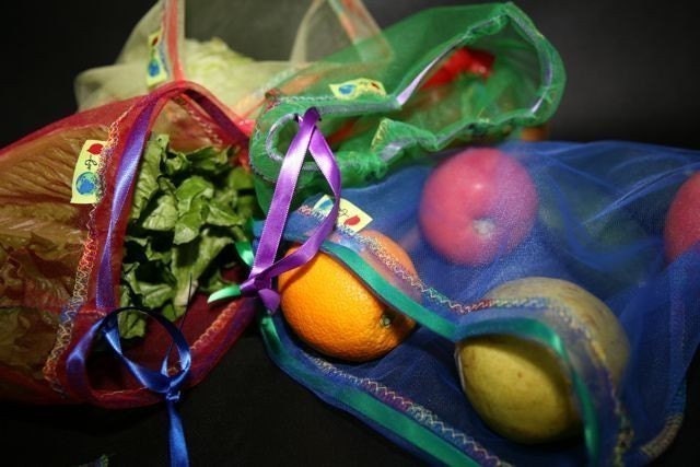 12 Giant set Eco rainbows and raspberries reusable produce bag set