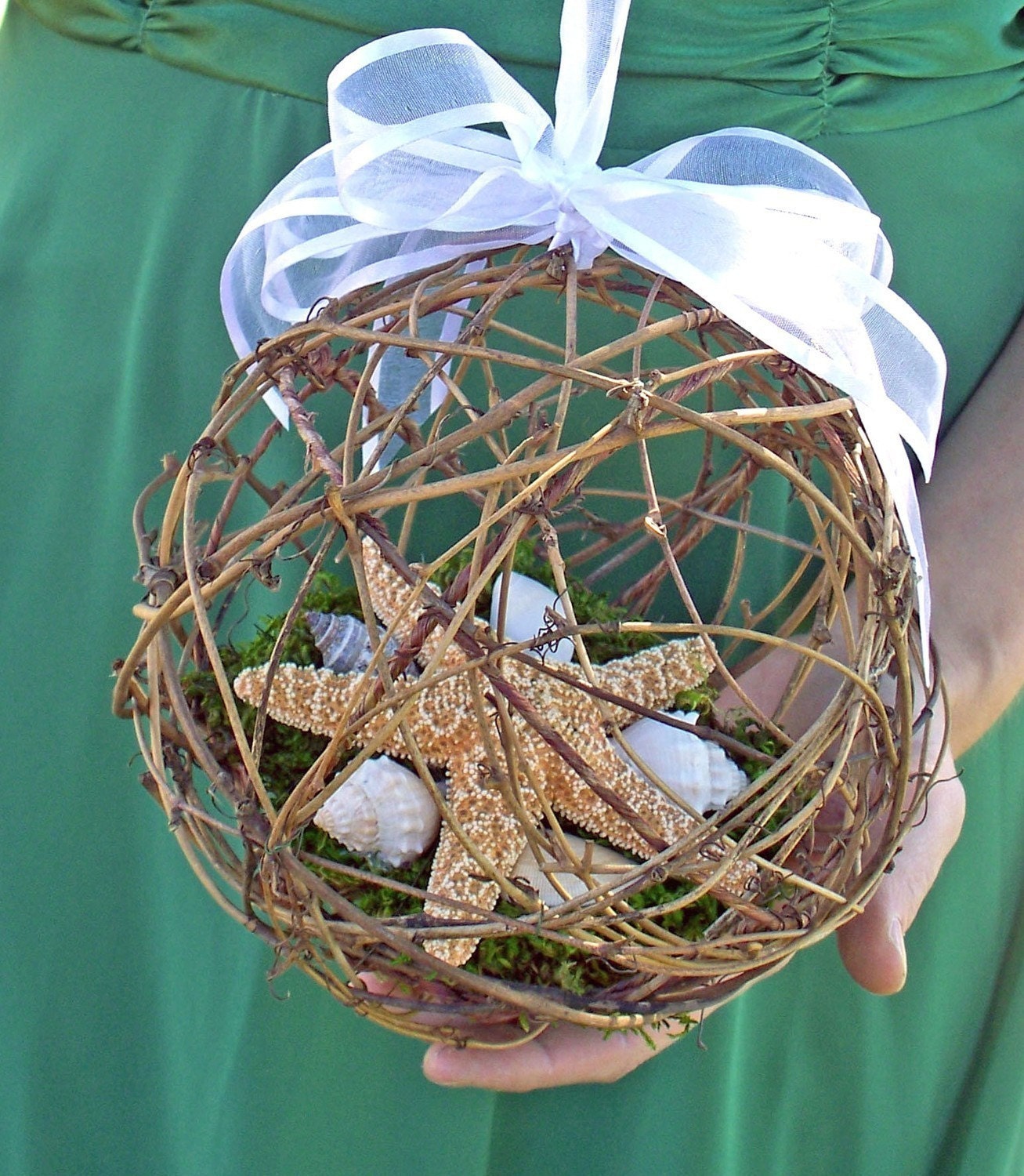 Beach Wedding Starfish Pomander Kissing Ball/ Basket Alternative