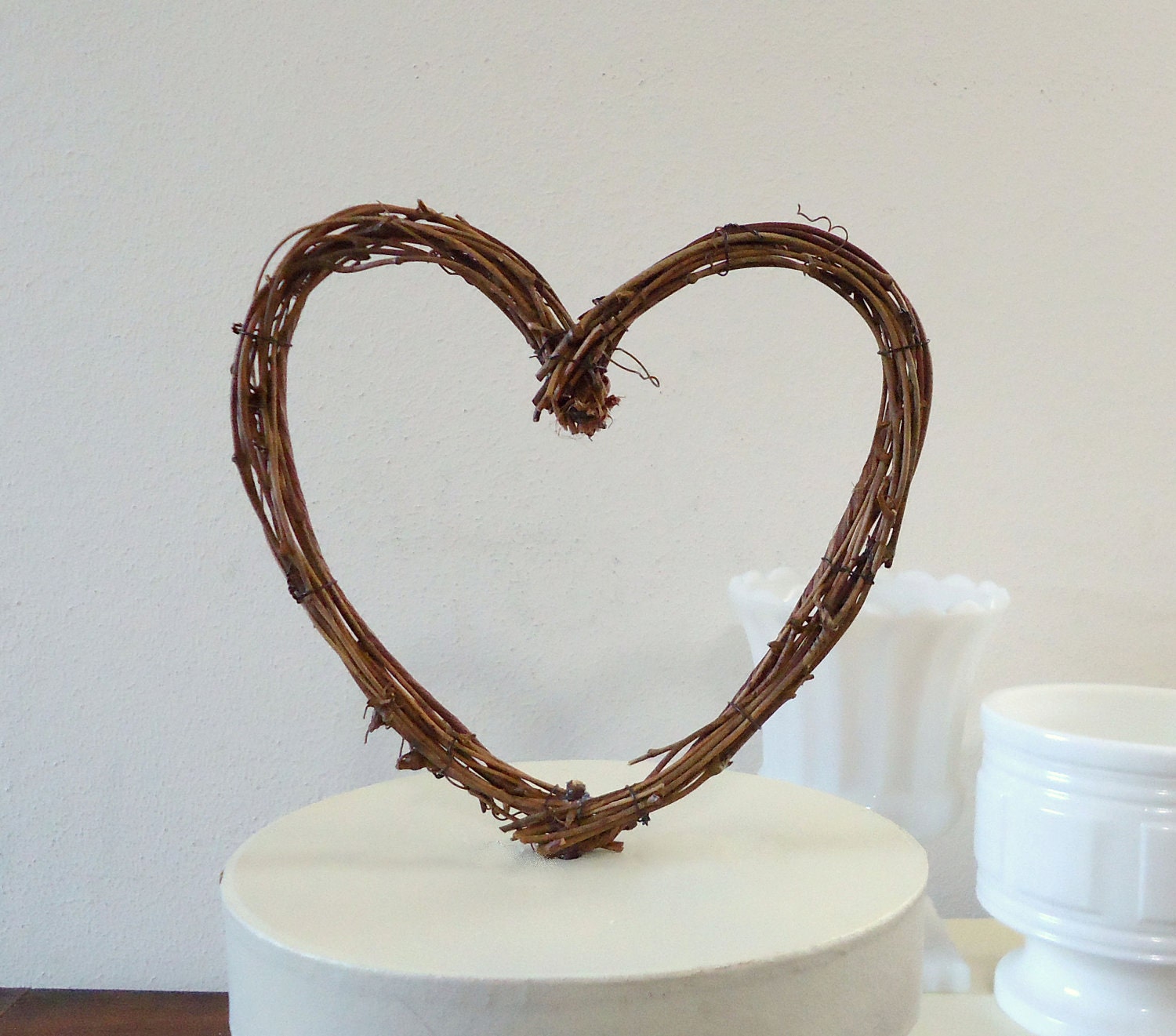 Wedding Cake Topper 6" Rustic Grapevine Heart