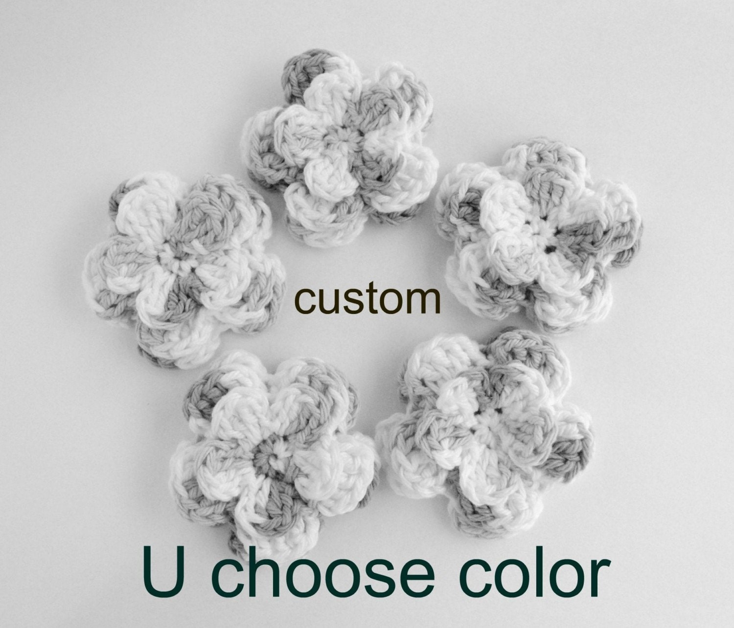 Little Miss Frilly five 3 inch flower appliques CUSTOM U chose color