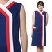 60s Mod Mini Dress Space Age Red White Blue Stewardess 1960s Shift Scooter Vintage Twiggy Sleeveless Pocket Dress Large L