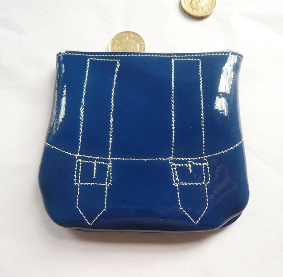 Royal Blue Patent Leather Coin Purse FREE UK SHIPPING