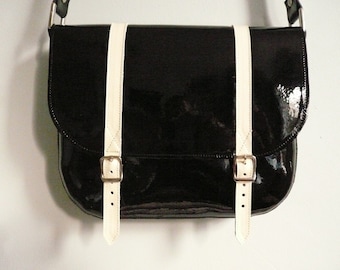 Two-Tone Patent Leather Satchel FREE UK SHIPPING