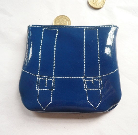 Royal Blue Patent Leather Coin Purse FREE UK SHIPPING