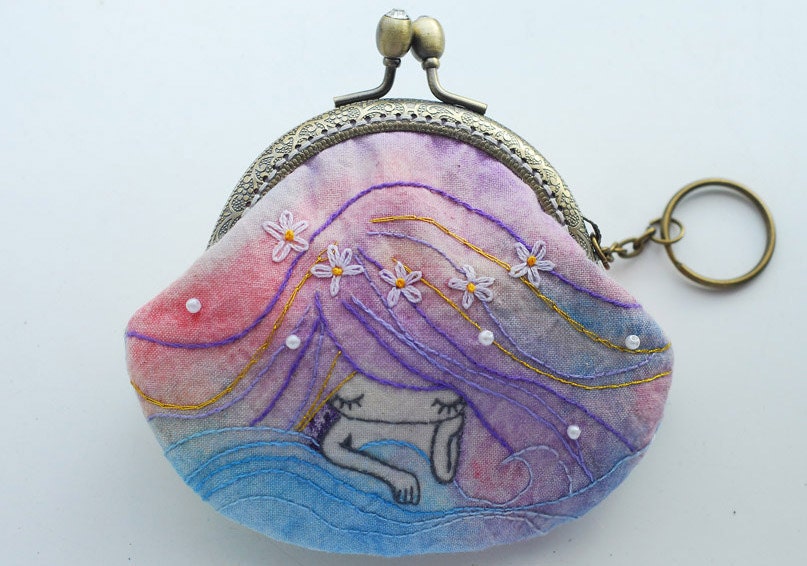 Mermaid Vintage Embroidery Purse (Metal Frame, My Own Design )