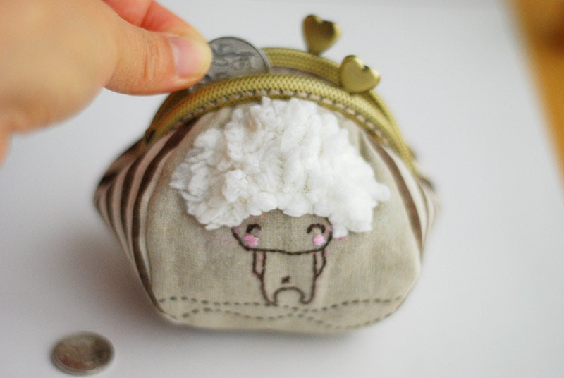 Sheep Coin Purse brown (Metal Frame)