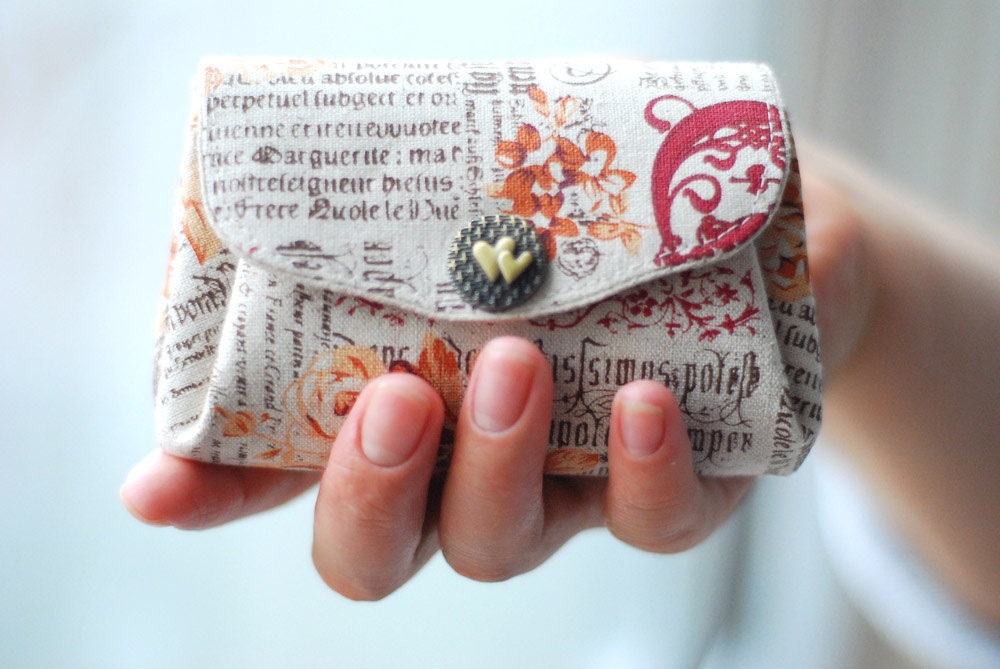 Rose Heart Coin/Card Purse (Triple Pockets)