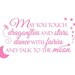 Childrens Wall Decal - Childs Inspirational Quote Vinyl Wall Decal with Moon Stars Wand and Dragonfly 22h x 36w BA0036