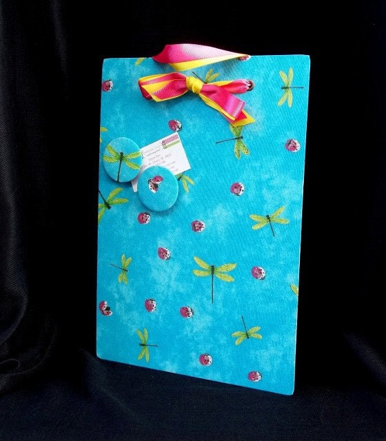 Magnet Board Firefly Fabric (11" x 16")  Wall Hanging Organizer or Memory Board - Waverly Firefly