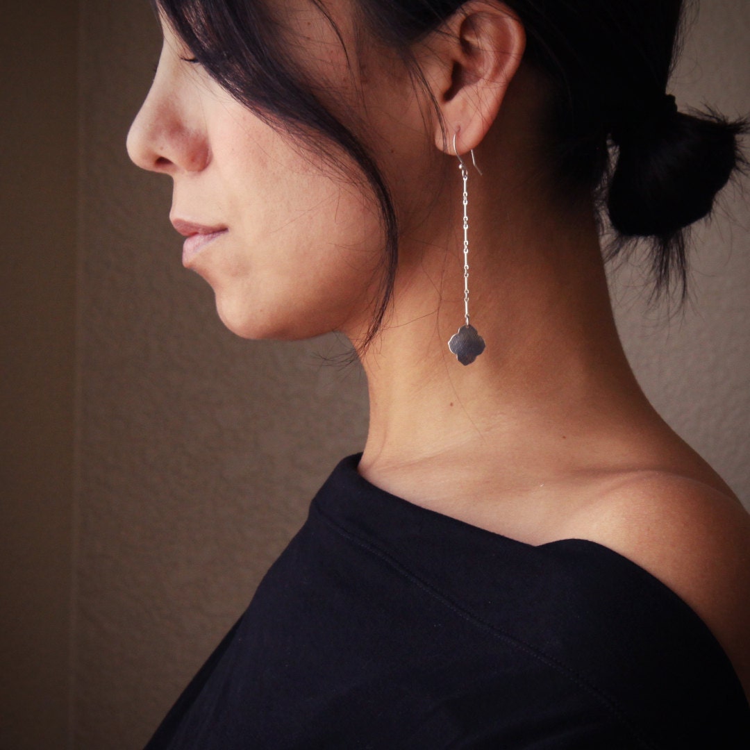 Sleek silver earrings, long dangle design that is featherweight and super comfortable to wear for any occasion - "Silver Sahara Earrings"
