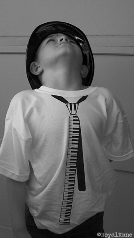 Small Piano Key Necktie Skinny 80s 1980s funny t-Shirt black white shirt halloween costume tuxedo neck tie teeshirt BOYS unique NEW