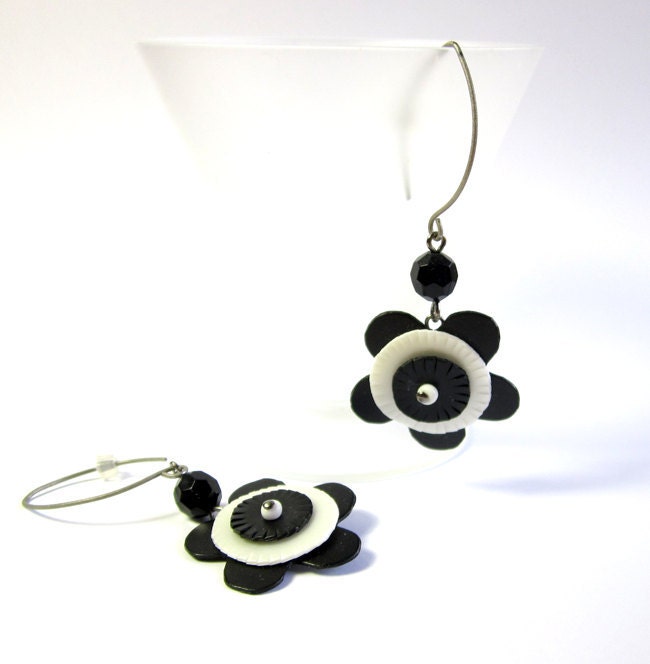 CIJ SALE - Mod Flowers - Upcycled earrings