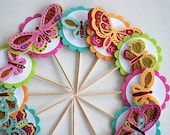 Sherbet Colored Butterfly Cupcake Toppers