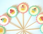 Nostalgic Carnival or Candy Shop Cupcakes - Cupcake Toppers