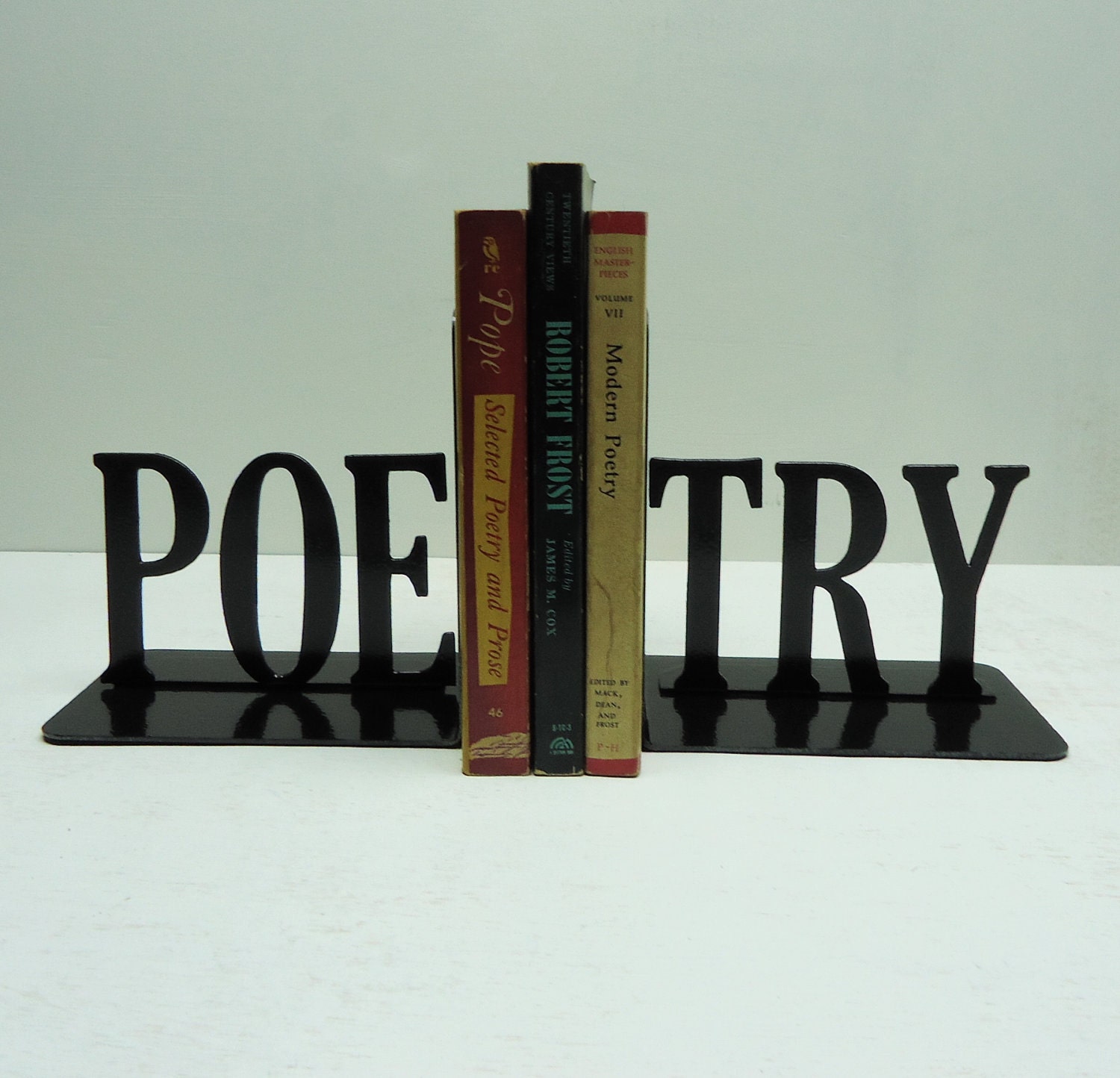 Poetry Text Metal Art Book Ends