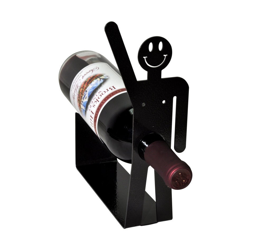 Happy Guy Metal Art Wine Holder Rack - Free USA Shipping