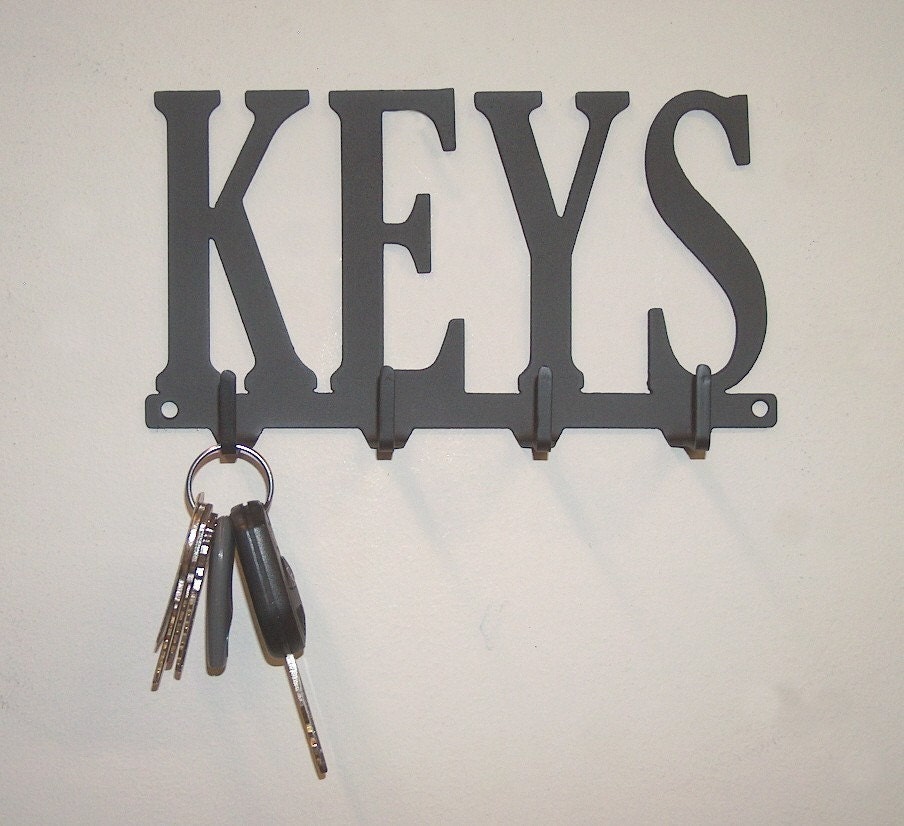 Keys Text Metal Art Key Rack - Free USA Shipping