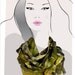 Safari Foliage: Olive Green, hand painted silk scarf