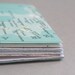 2 notebooks made with post-consumer, reused, rescued, and found papers