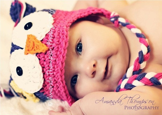 Baby Girl, Owl hat, Crochet Baby hats, Owl, Baby Girl hats, Photo Prop, MADE TO ORDER - azek2000