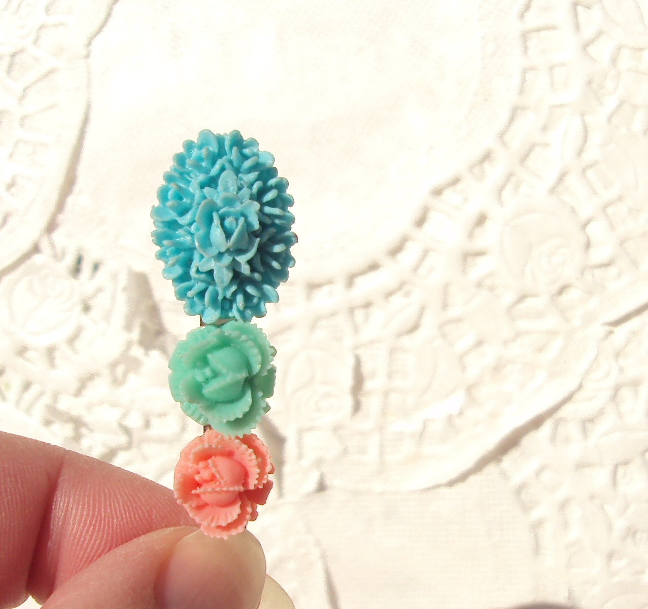 50% OFF - Garden Trio - Flower Hair Barrette Set - Flower Barrette - Bride - Bridesmaid - Flower Girl