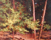 Original landscape painting with trees Lakeside