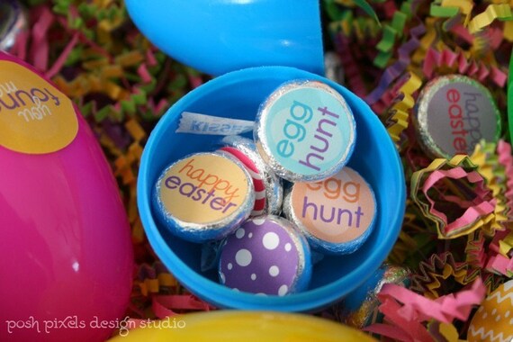 EASTER - Printable Candy Stickers - Pink, Green, Blue, Purple, Orange, Yellow - DIY Easter Egg Hunt Collection - by Make Life Cute Il_570xn