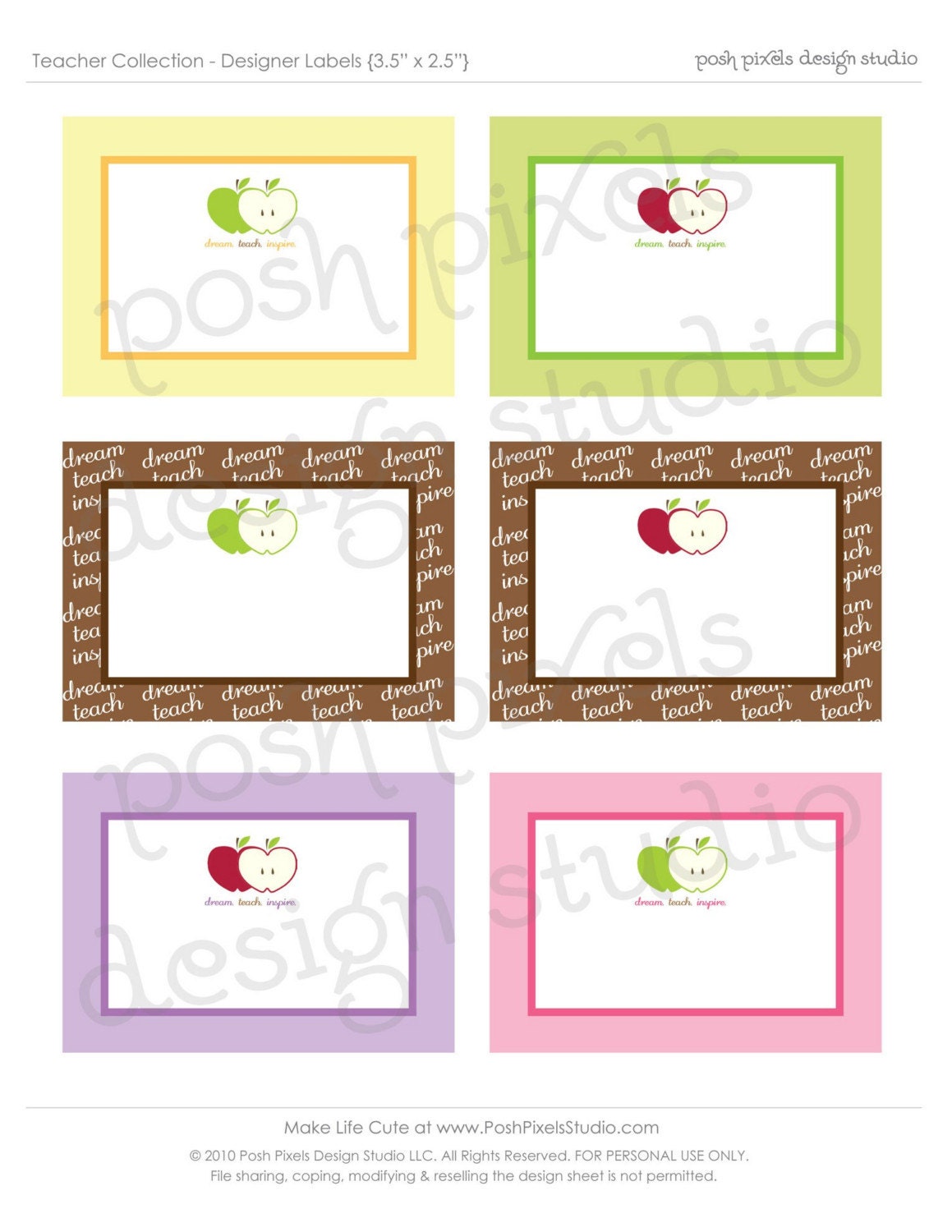 TEACHER GIFT - Printable Designer Label Card - Teacher Appreciation - DIY Dream, Teach, Inspire Collection - by Make Life Cute Il_570xn