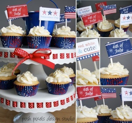4th OF JULY - Party Flags and Candy Stickers - DIY Red, White and Cute Collection - by Make Life Cute Il_570xn