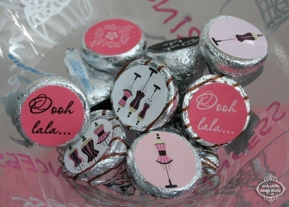 GIRL'S NIGHT - Printable Candy Stickers - Pink and Black - Kiss Sticker - DIY Swanky Lingerie Collection - by Make Life Cute Il_570xn