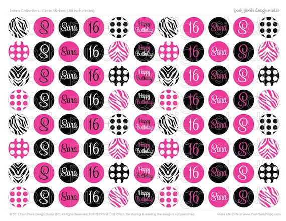 CANDY STICKERS - Printable Birthday Candy Stickers - Zebra and Polka Dot - DIY Zebra Birthday Collection - by Make Life Cute Il_570xn