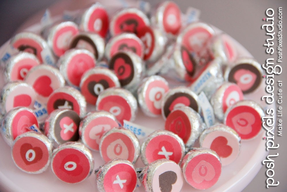VALENTINE'S - Printable Candy Stickers - Kiss Stickers - Valentine's Day - DIY XOXO Collection - by Make Life Cute Il_570xn