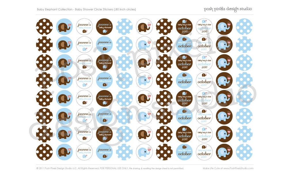 ELEPHANT BABY - Printable Candy Stickers - Baby Shower - DIY Elephant Collection - by Make Life Cute Il_570xn