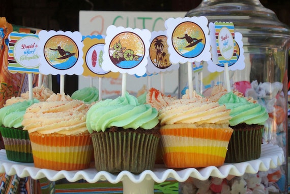 SURFER PARTY - Printable 2" Party Circles - Birthday - DIY Grunge Surfer Collection - by Make Life Cute Il_570xn