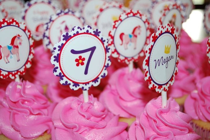 PRINCESS PARTY - Printable Birthday 2" Party Circles - Princess, Crown, Castle and Pony - DIY Princess Collection - by Make Life Cute Il_570xn