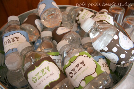 BIRTHDAY - Printable Drink Wraps - Water Bottle Labels - DIY Puppy Party Collection - by Make Life Cute Il_570xn
