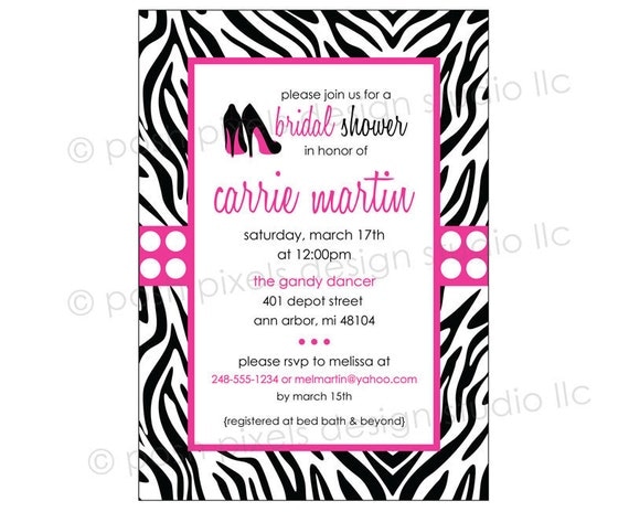 BRIDAL INVITATION - Printable 5"x7" Bridal Shower Invitation Design - DIY Zebra Bridal Collection - by Make Life Cute Il_570xn