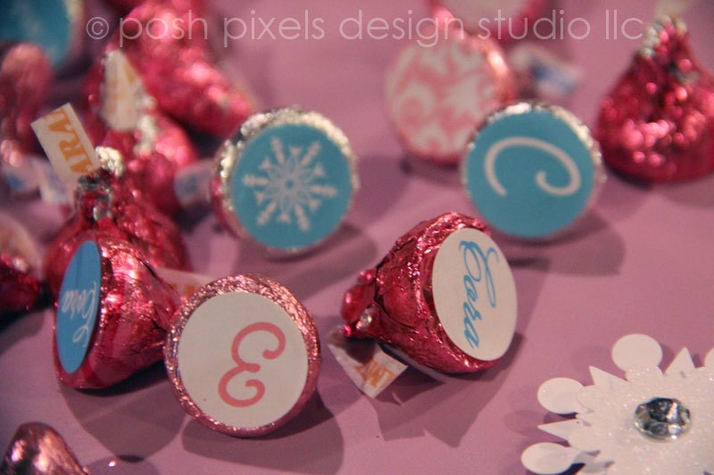 SNOW PRINCESS - Printable Birthday Candy Stickers - Kiss Stickers - DIY Snowflake Collection - by Make Life Cute Il_570xn