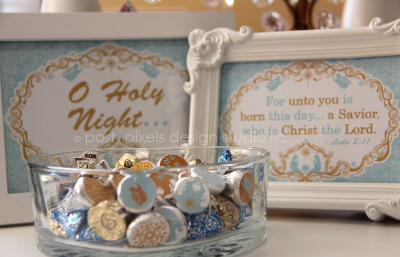 O HOLY NIGHT - Printable Nativity Signs and Candy Stickers - 4"x6" and 5"x7" Designer Signs and Candy Stickers - O Holy Night Collection Il_570xn