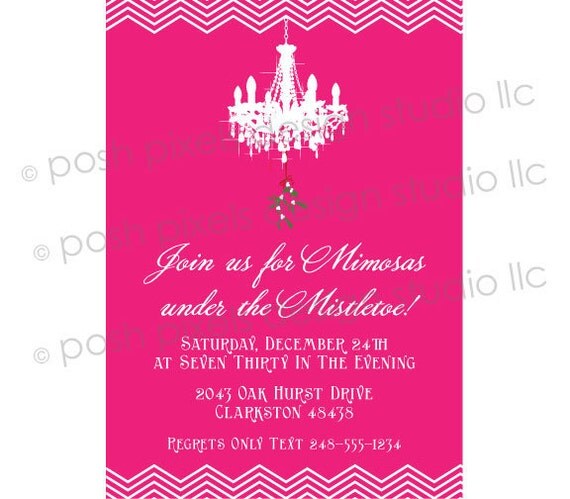 MISTLETOE CHANDELIER - Printable 5"x7" Invitation - Holiday - DIY Mistletoe Chandelier Collection - by Make Life Cute Il_570xn