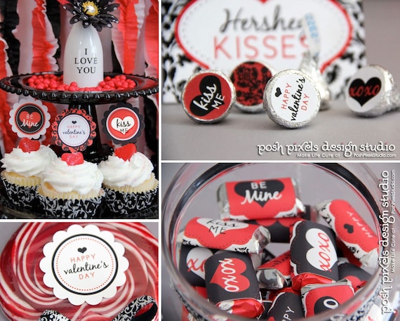 VALENTINE'S DAY - Printable Valentine's Party Collection - Cute Gifts- DIY Classic Valentine Collection - by Make Life Cute Il_570xn
