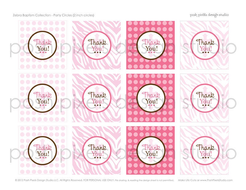 ZEBRA - Printable 2" Favor Tags - Christening, Dedication, or Communion - DIY Zebra Baptism Collection - by Make Life Cute Il_570xn