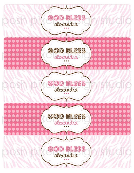 ZEBRA - Printable Drink Wraps - Baptism, Christening, Dedication, or Communion - DIY Zebra Baptism Collection - by Make Life Cute Il_570xn